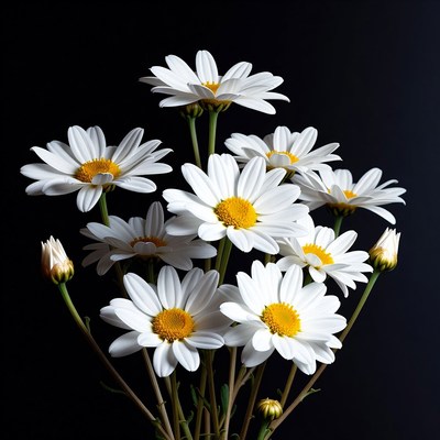 White daisies in a dark setting