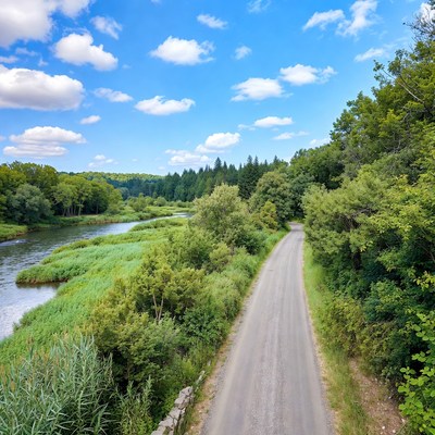 Scenic river path in nature
