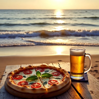 Dinner by the beach at sunset