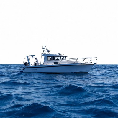 Boat on blue water near coast