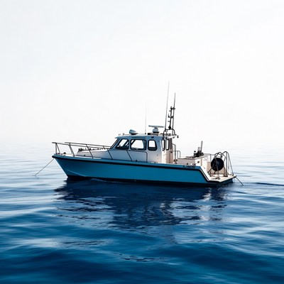 Boat floating on calm water