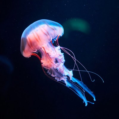 Jellyfish swimming in dark water