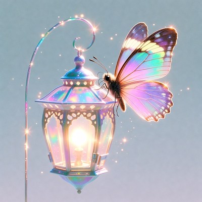 Butterfly resting on lantern