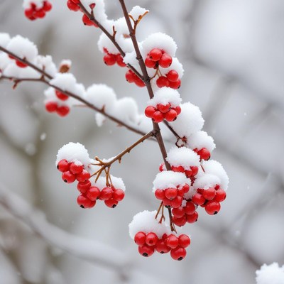 Red berries covered in snow