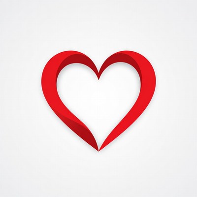 Heart shape with curved edges in red