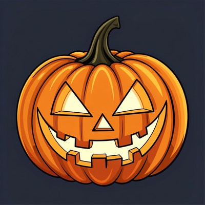 Halloween pumpkin with a face carving