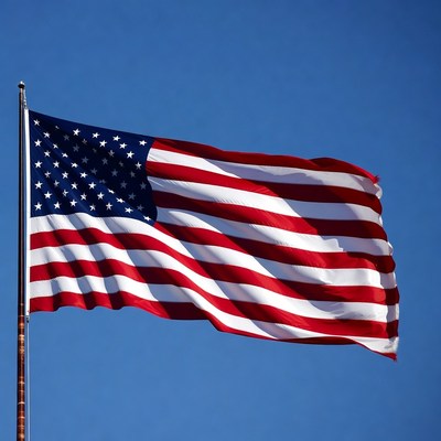 Flag waving in clear sky