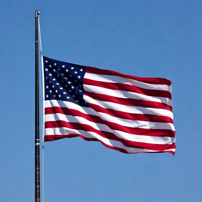 United states flag waving in the sky
