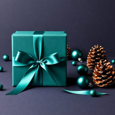 Gift box with decorations in winter