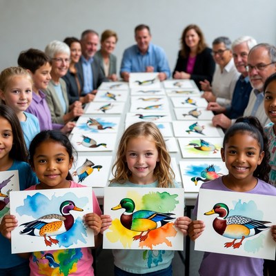 Group of people with artwork