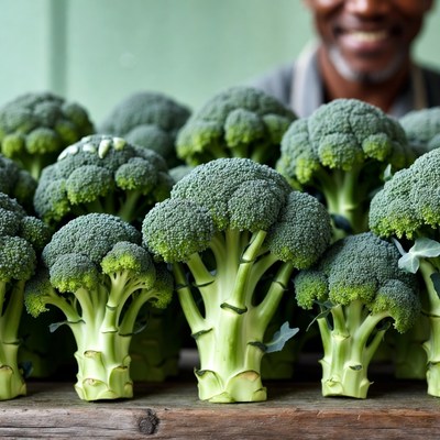 Fresh broccoli for sale at market stand