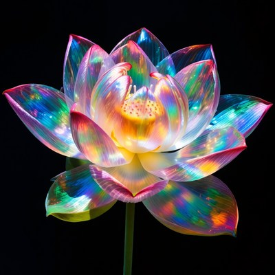 Colorful lotus flower with bright lights