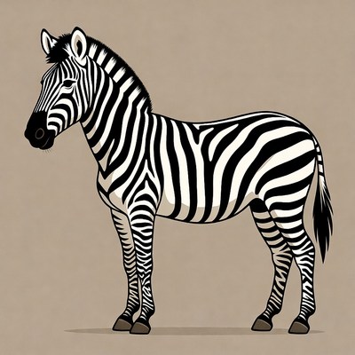 Zebra standing on brown background