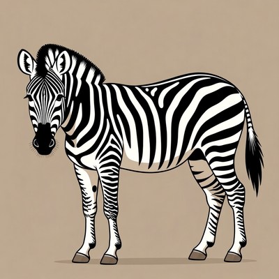 Zebra standing on beige background
