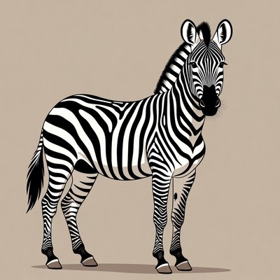 Zebra standing on plain background