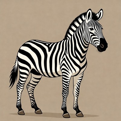Zebra standing on brown background