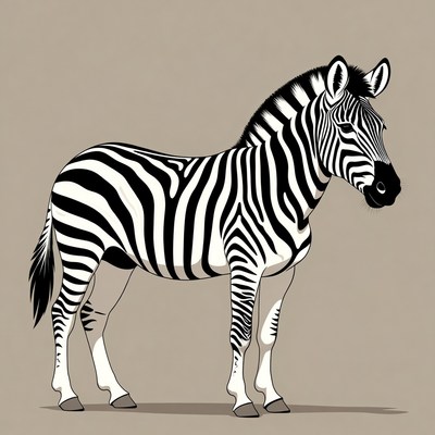 Zebra standing on a plain background