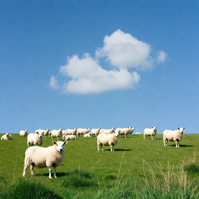 Sheep grazing on a sunny day