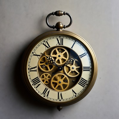 Old clock with gears showing time