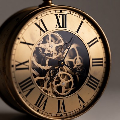 Antique clock showing detailed gears