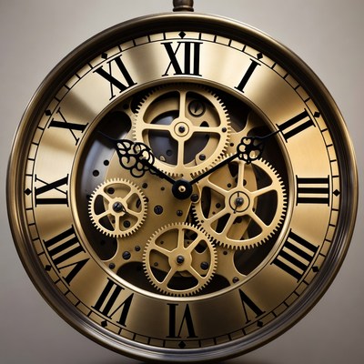 Vintage clock with visible gears and mechanism