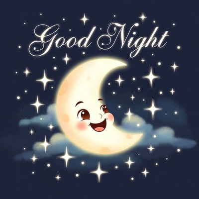 Moon smiling among the stars