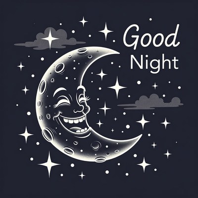 Good night moon with stars