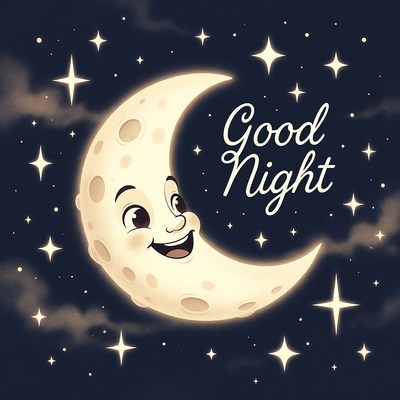 Moon character says good night