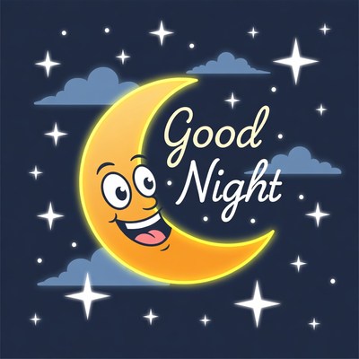 Smiling moon wishes good night