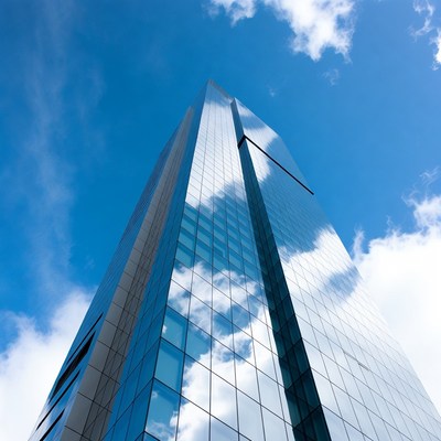 Skyscraper reaching toward the sky