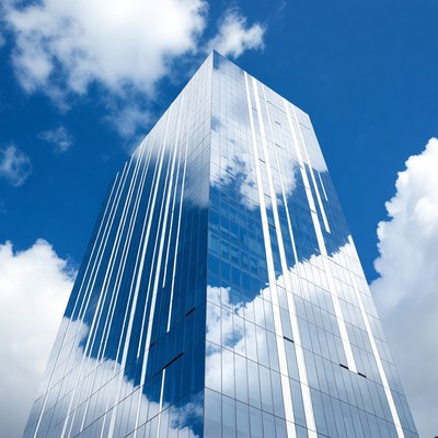 Reflections on a glass building