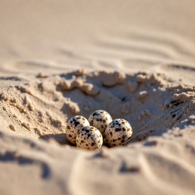 Bird eggs in sandy nest