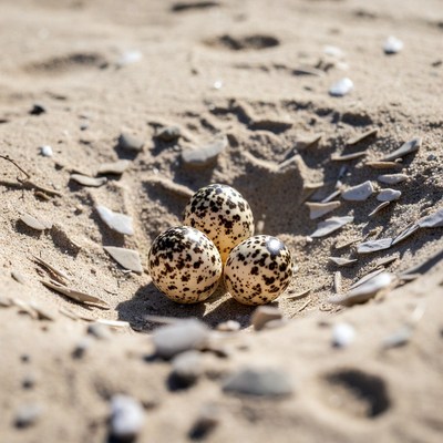 Bird eggs in sandy nest