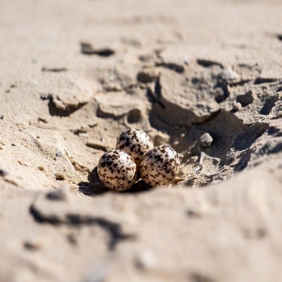 Bird eggs in sandy nest site