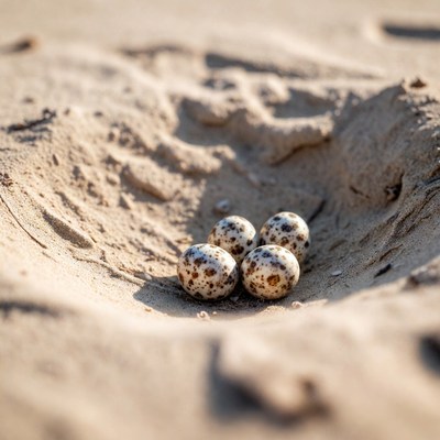 Nest with eggs on sandy ground