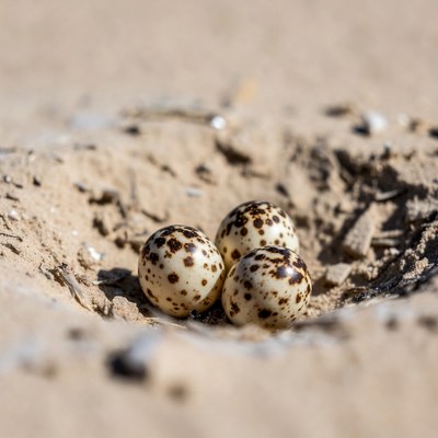 Three eggs in sandy nest