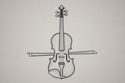 Violin drawing on plain background