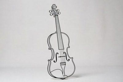 Simple outline of a violin on display