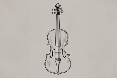 Violin sketch on gray background