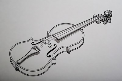 Violin sketch on plain background