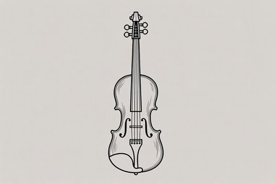 Violin drawing on plain background