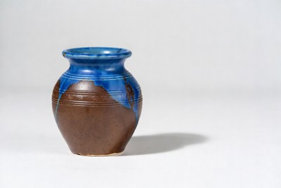 Handcrafted pottery with blue glaze
