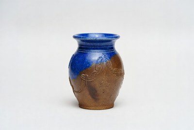 Ceramic vase with blue design