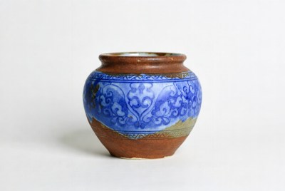 Craft pottery in blue design