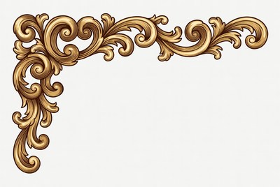 Decorative corner design element in gold