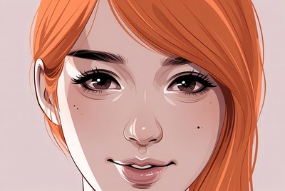 Young woman with orange hair smiling