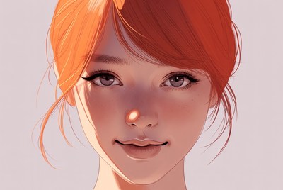 Woman with orange hair smiling