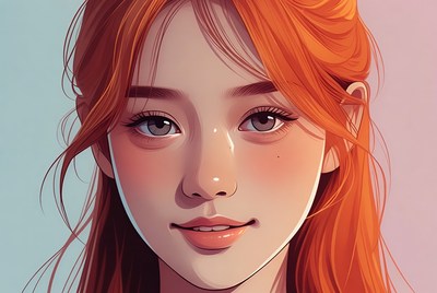 Portrait of a young woman with orange hair