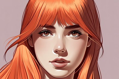 Portrait of a woman with orange hair