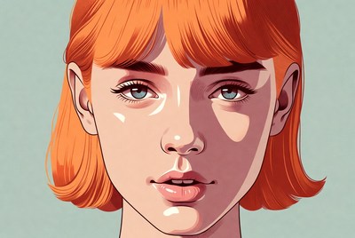 Bright orange hair with simple background